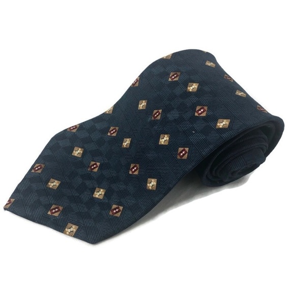NEO Bill Blass Mens Tie, Blue Diamonds Silk - Picture 1 of 5
